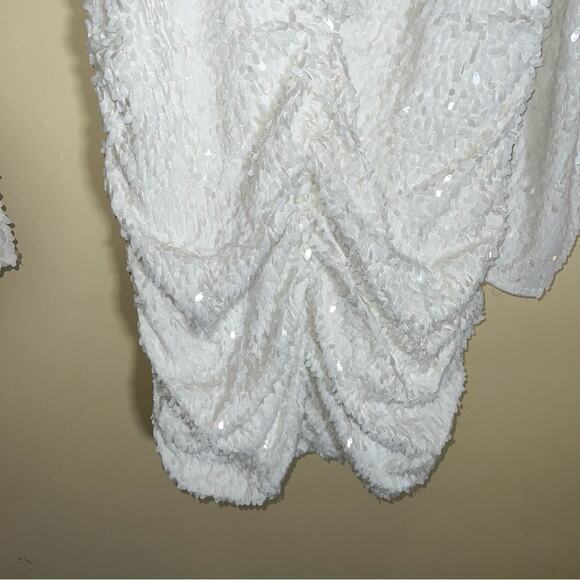 NWT ANTHROPOLOGIE Forever That Girl all sequin bridal rouched mini dress S - Picture 7 of 10